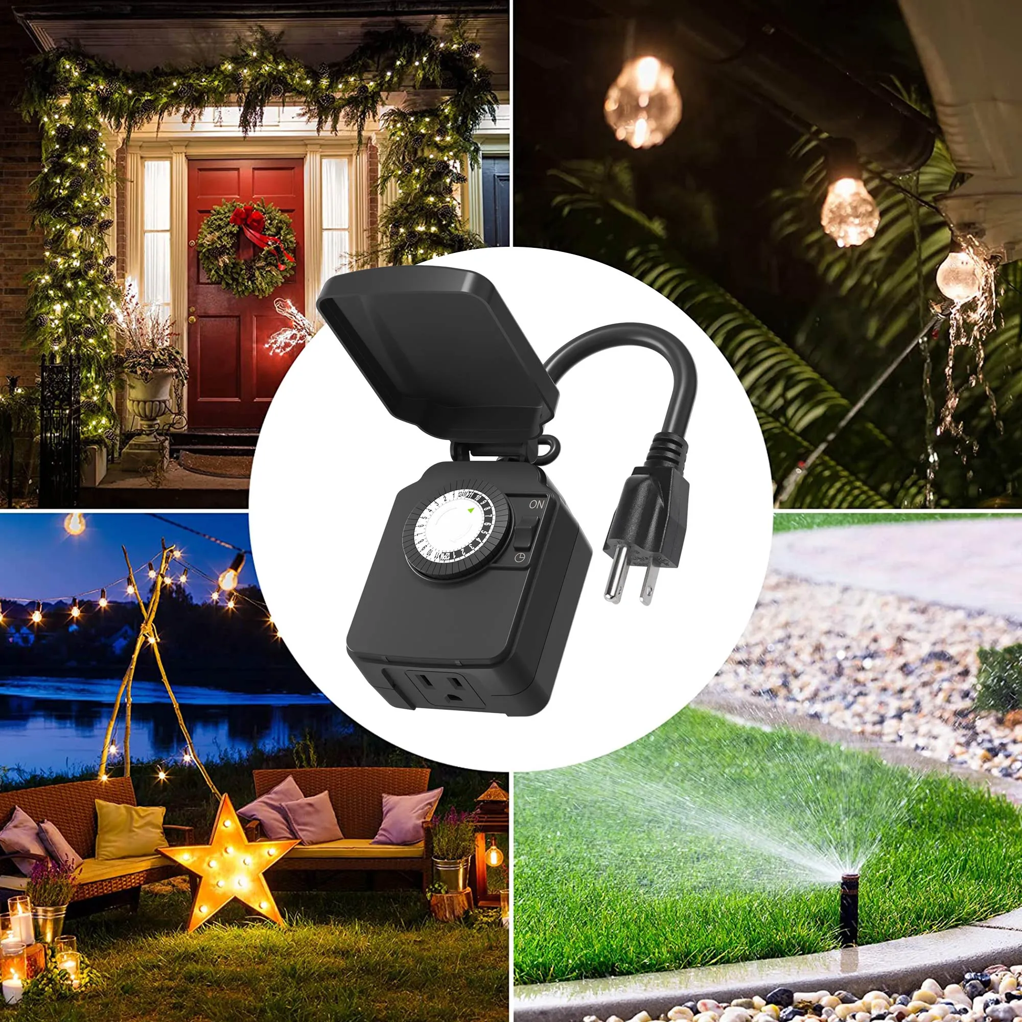 24 Hour Mechanical Outdoor Light Timer 3-Prong BN-LINK