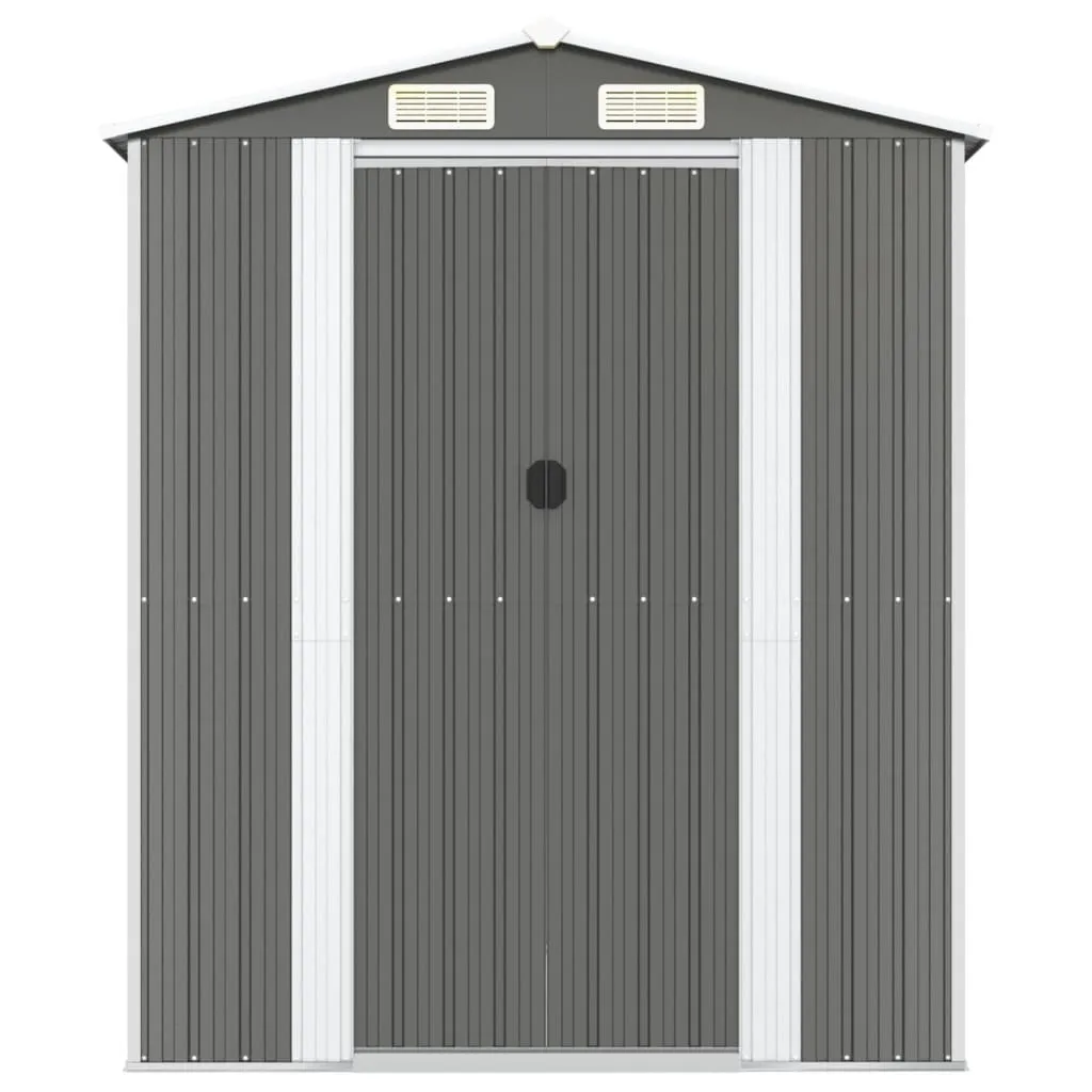 Garden Shed Light Grey 192x440x223 cm Galvanised Steel