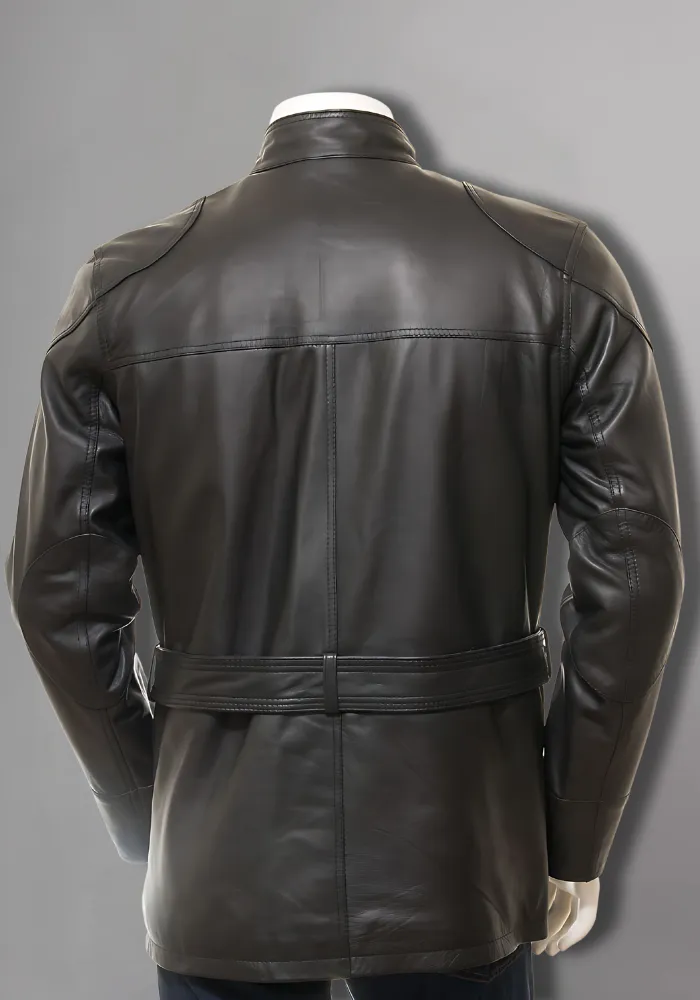 Mens Cafe Racer Biker Distressed Leather Jacket Coat