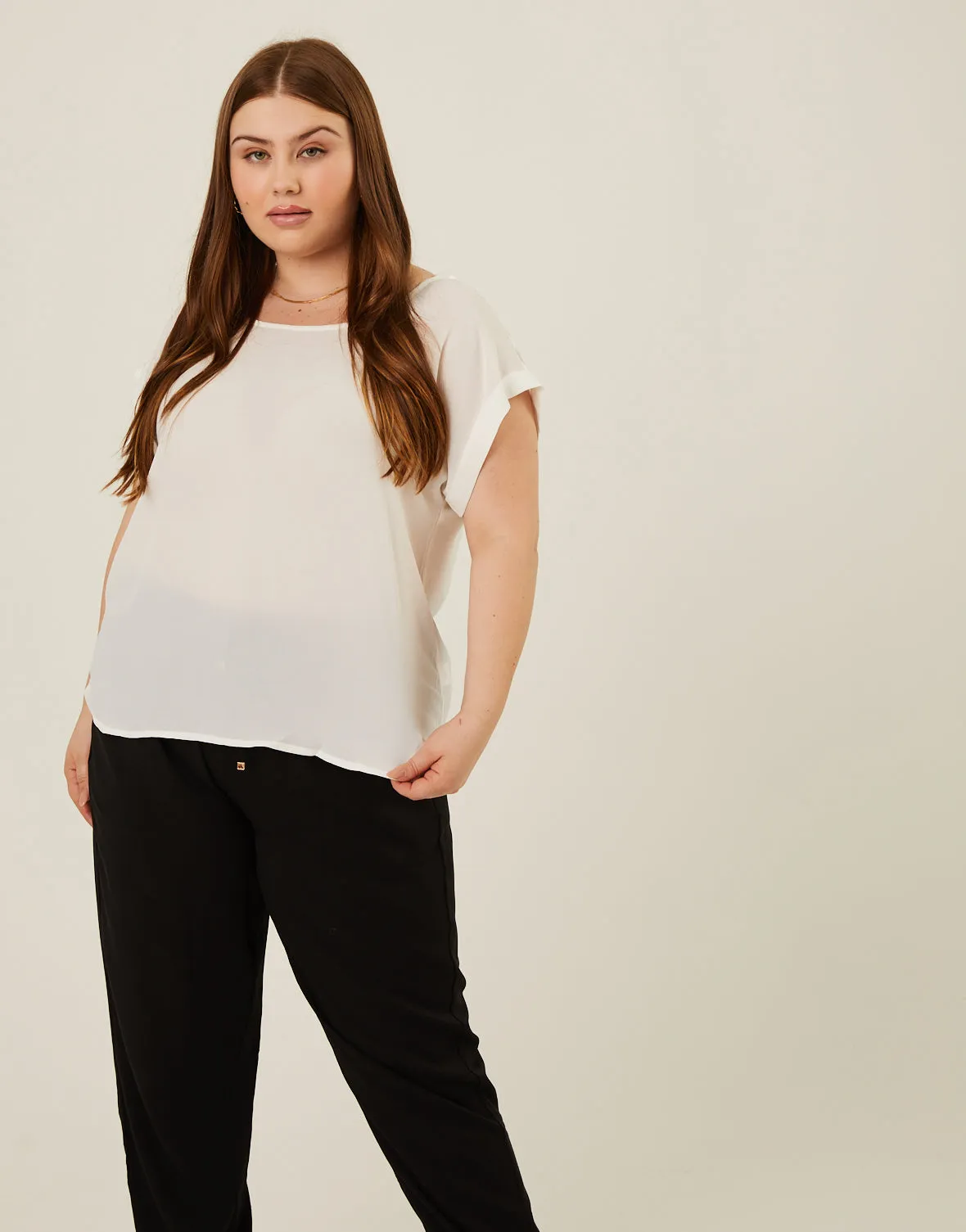 Plus Size Flowy Woven Tee