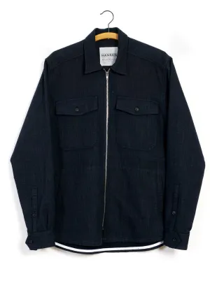 SIGVE | Zipper Front Over Shirt | Navy Melange