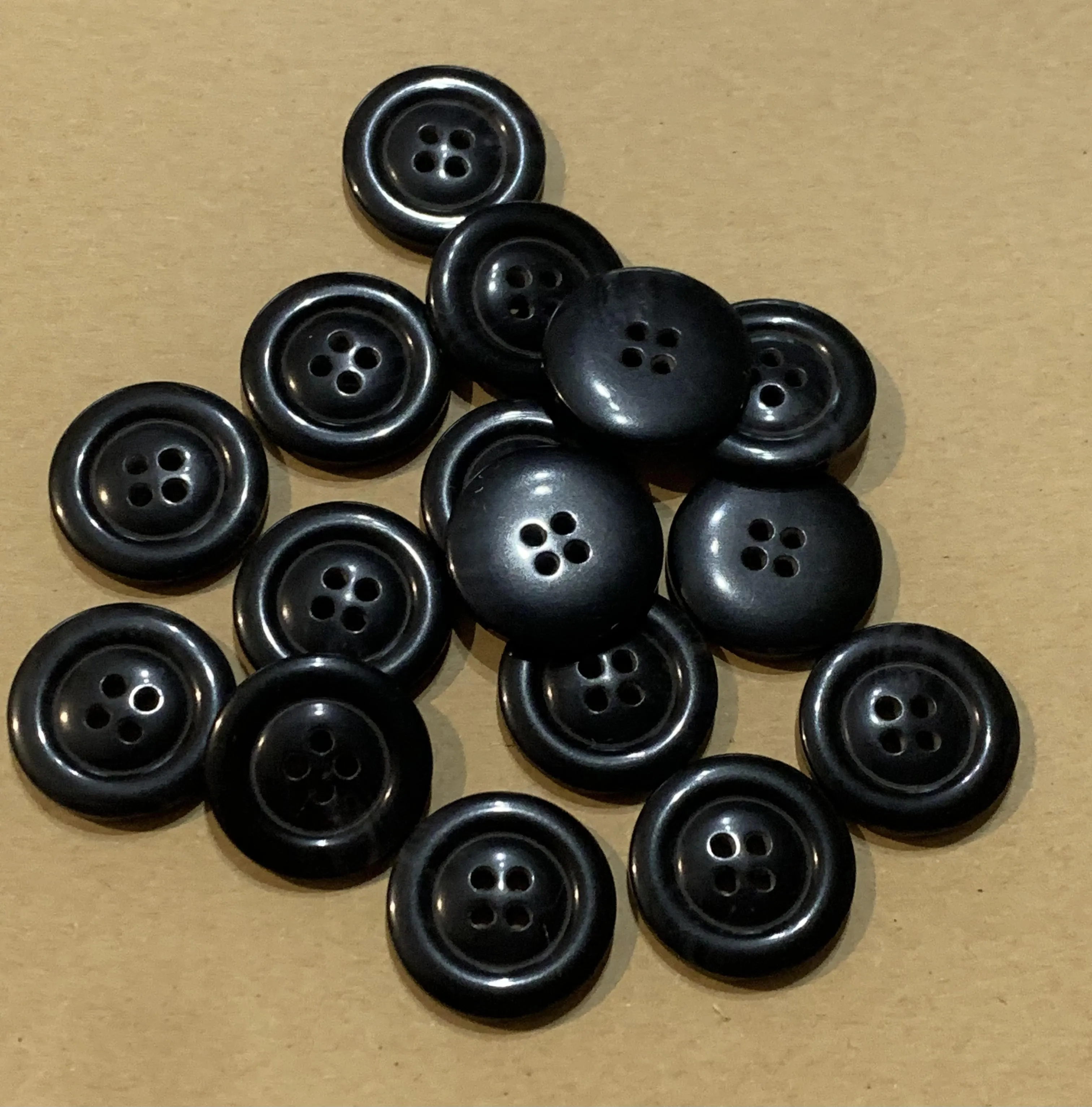 Vintage Black Coat Buttons 16 X 22mm