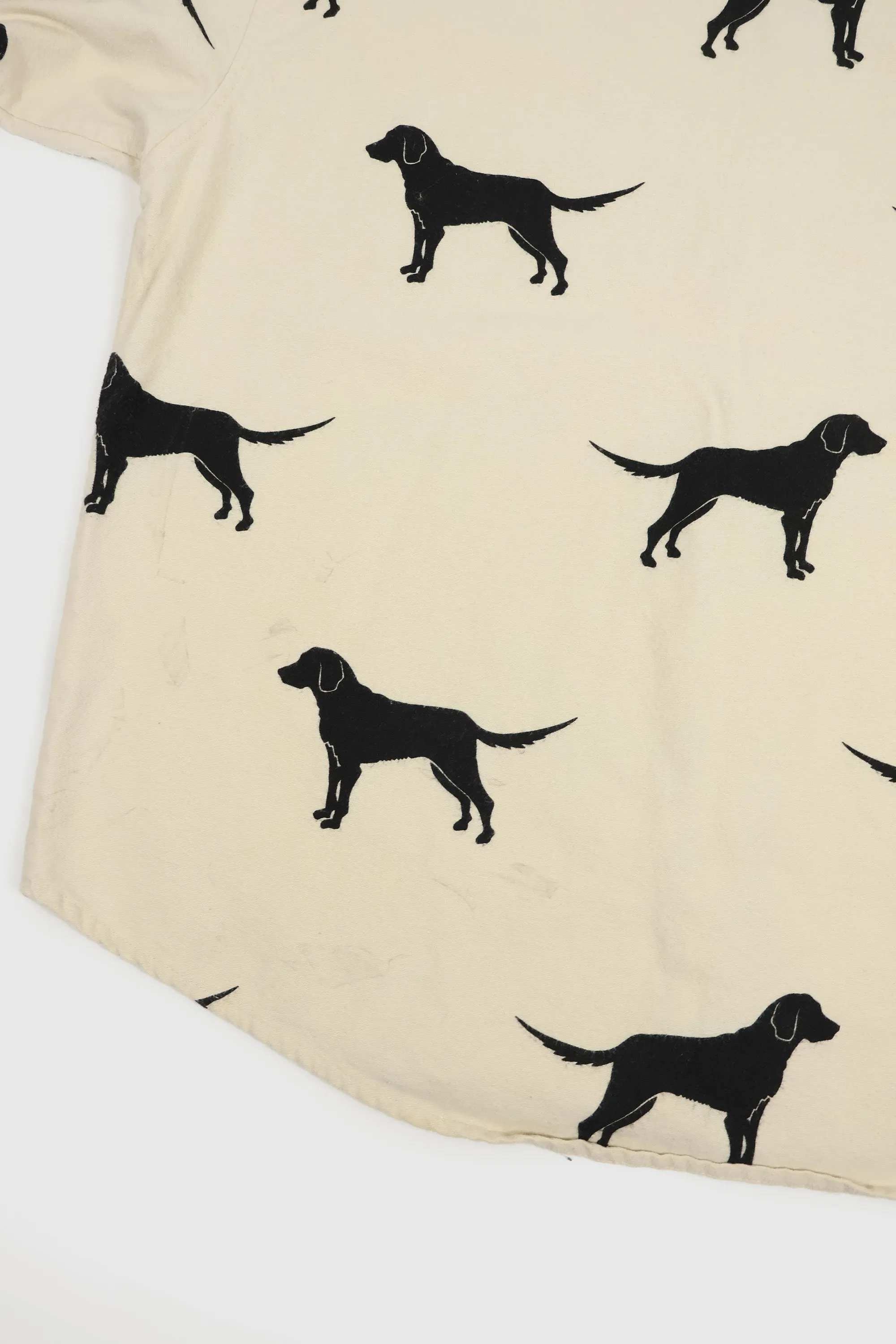 Vintage Dog Pattern Flannel Button-Down Shirt