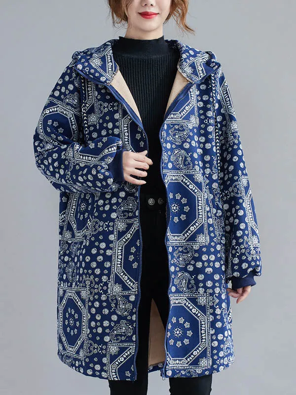 Vintage Ramie Cotton Printing Outerwear&Coat