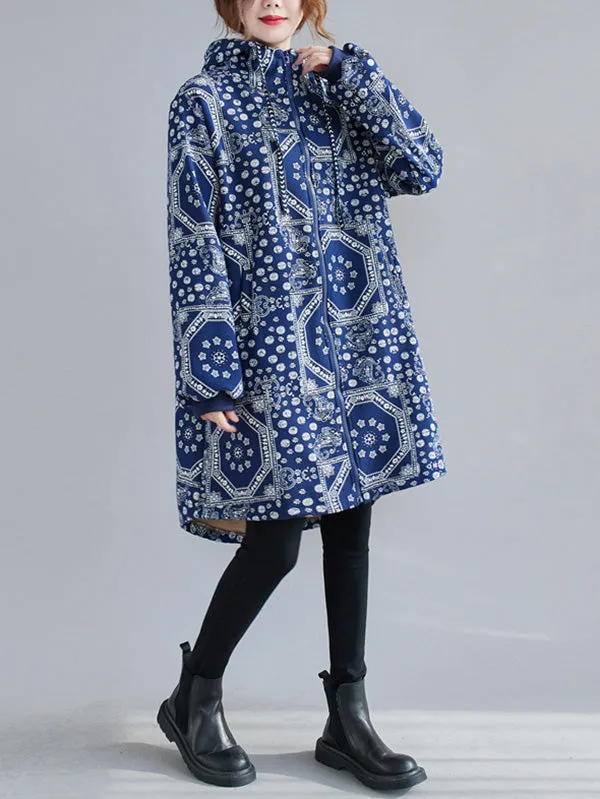 Vintage Ramie Cotton Printing Outerwear&Coat